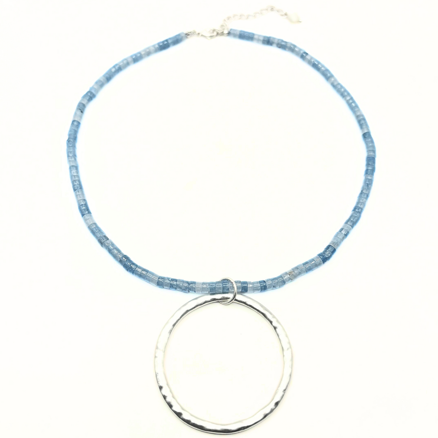 The Heishi "Big Silver" Necklace in Aquamarine