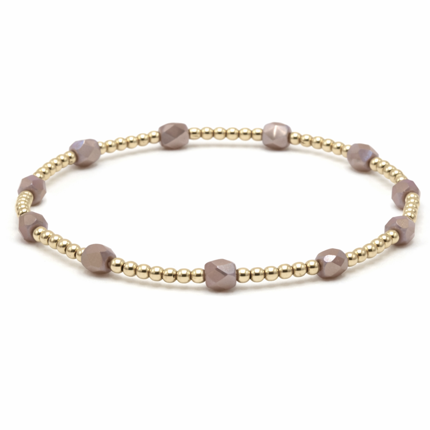 Gold-filled beaded bracelet with gold and mauve beads - Erin Gray
