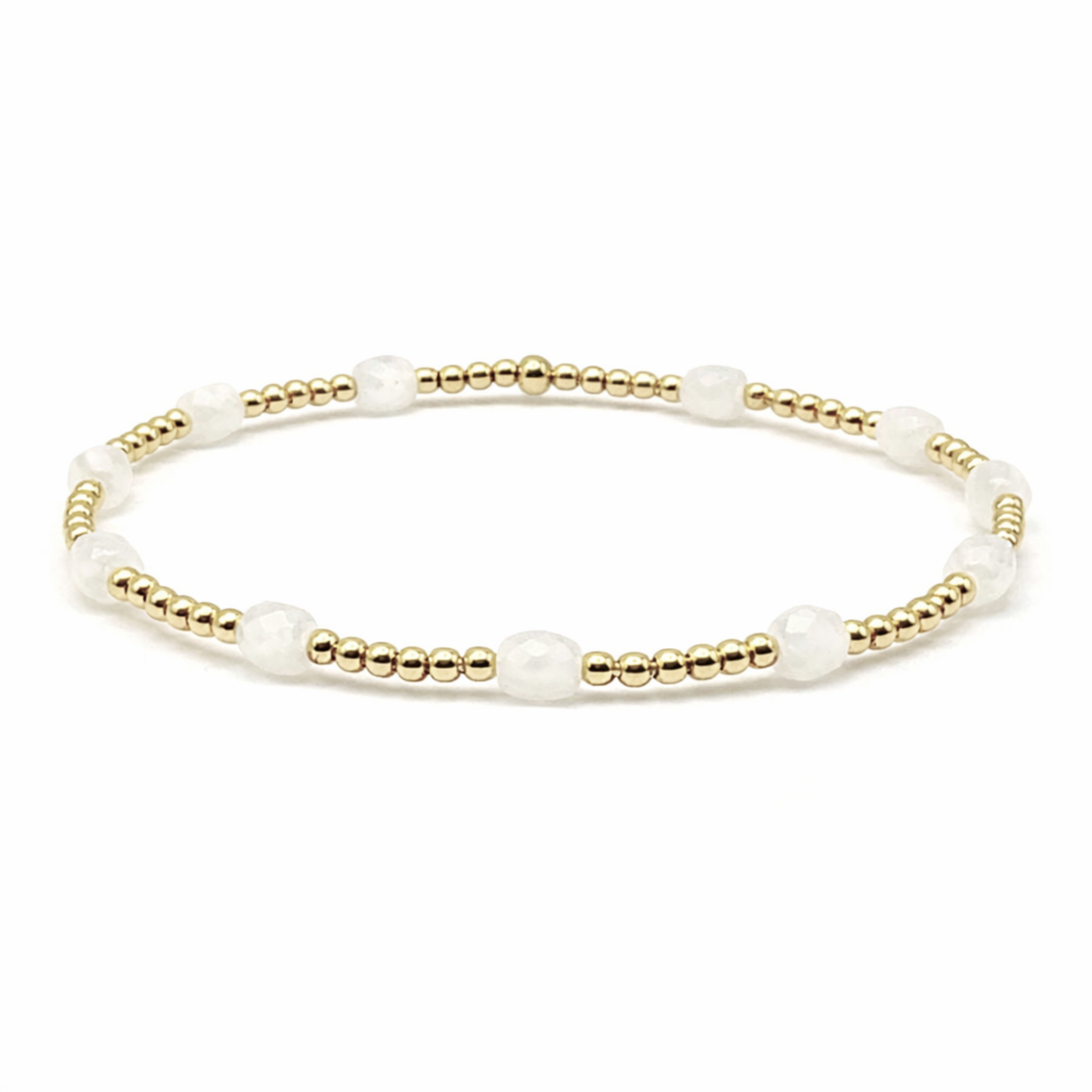 Gold-filled beaded bracelet in gold and white - Erin Gray