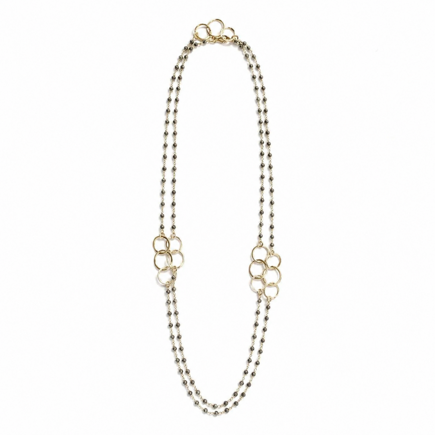 3 Hoops on Pyrite Necklace erin gray