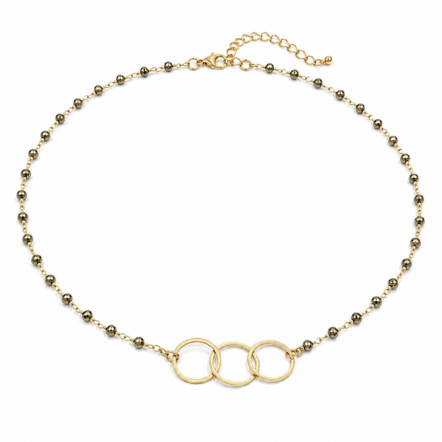 3 Hoops on Pyrite Short Necklace erin gray