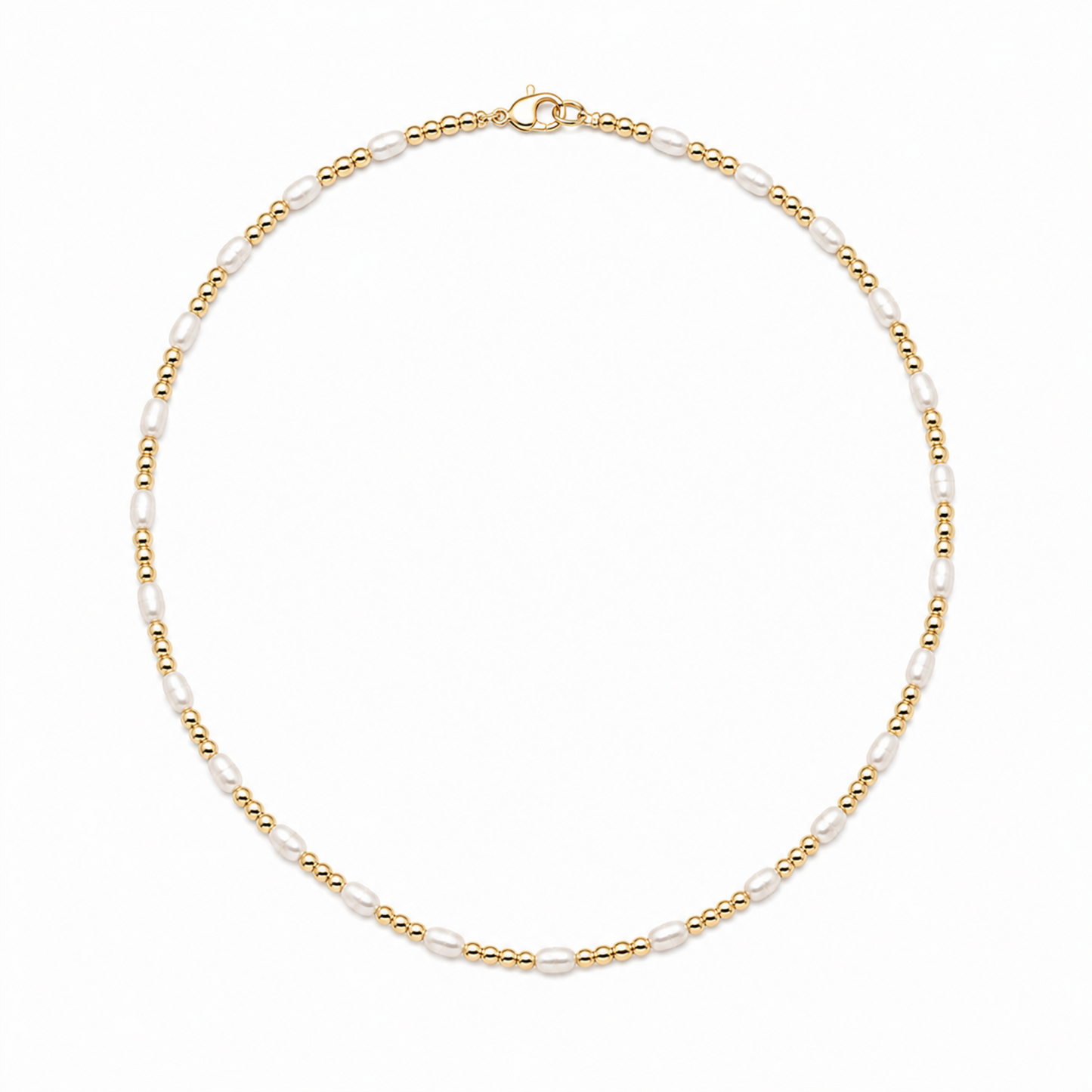 2mm Dainty Pearl 14k Gold Filled Waterproof Necklace erin gray