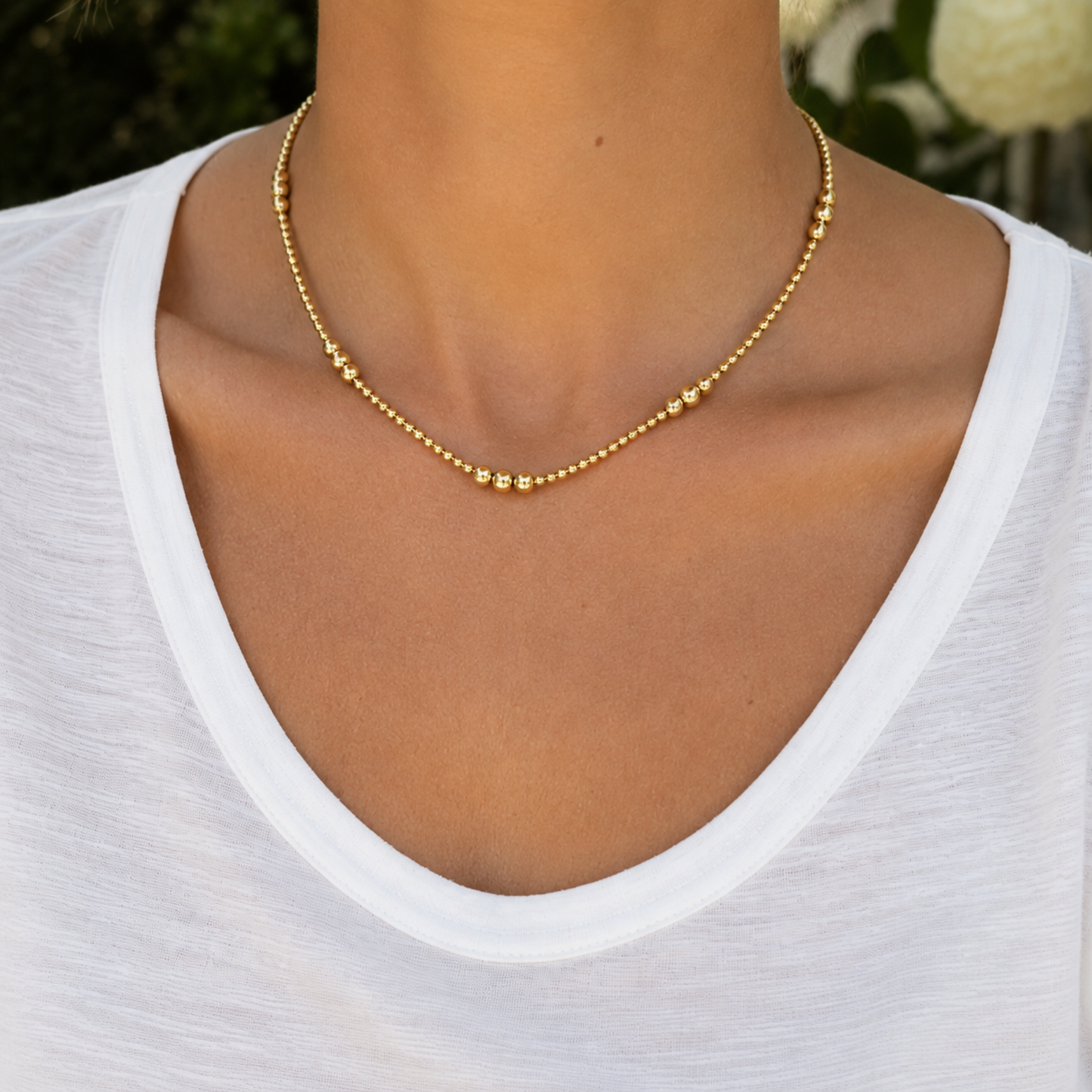 2mm+4mm beaded 14k Gold Filled Waterproof Necklace erin gray
