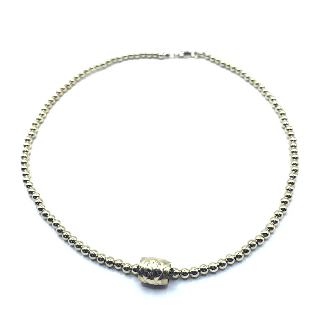 14k gold-filled waterproof necklace with 4mm chain and GF barrel clasp by Erin Gray, showcasing its elegant jewelry design.