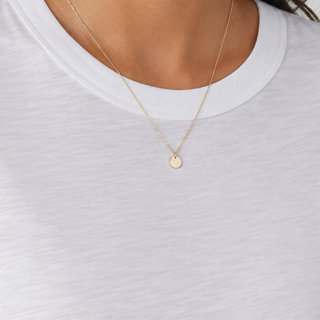 14k Gold filled 15" Baby Bliss Necklace with Dot Charm- Waterproof! erin gray