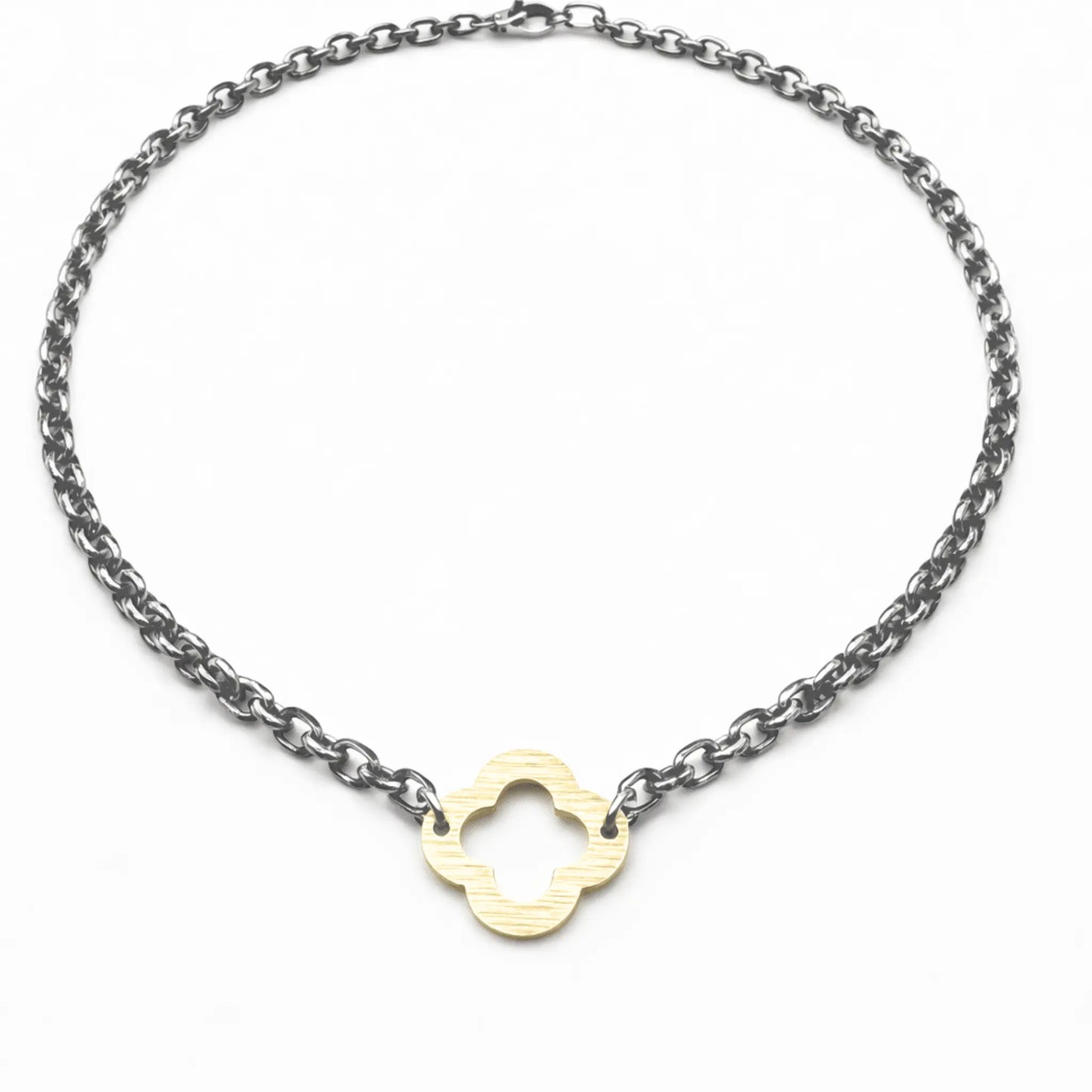 Gold Clover Allure short necklace by erin gray featuring mixed metal jewelry with diamond charm accents.