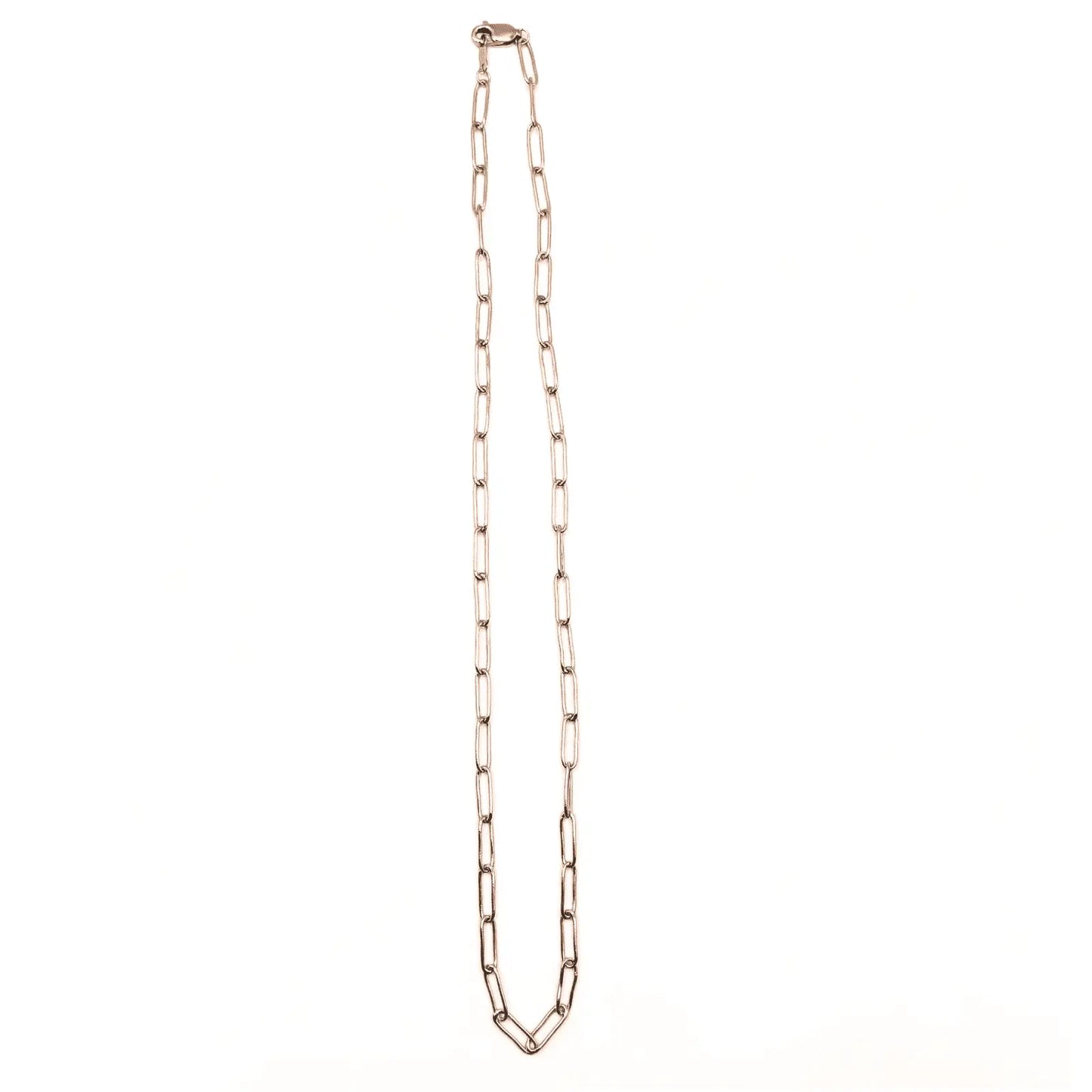 Essential Petite Paperclip Links Necklace in 14k gold filled with 18-inch chain, showcasing stylish jewelry design by erin gray.
