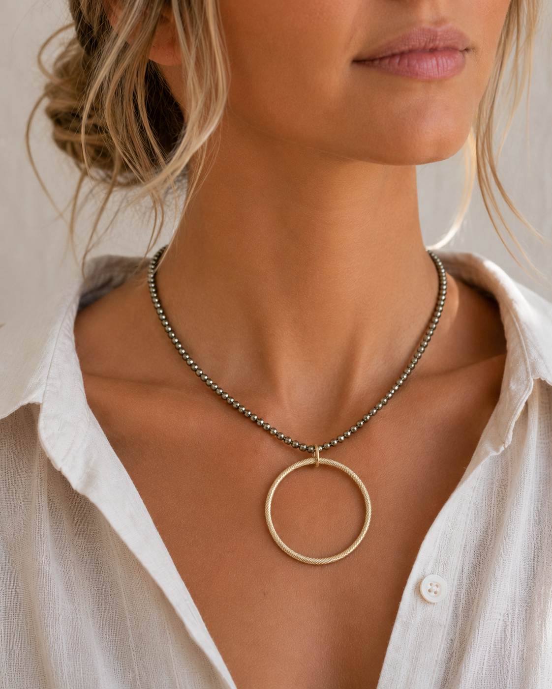 Circle of Love on Pyrite Necklace erin gray