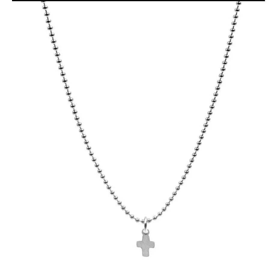 Sterling silver 18-inch Baby Bliss necklace with luxe cross pendant, waterproof jewelry by erin gray, elegant and stylish accessory.