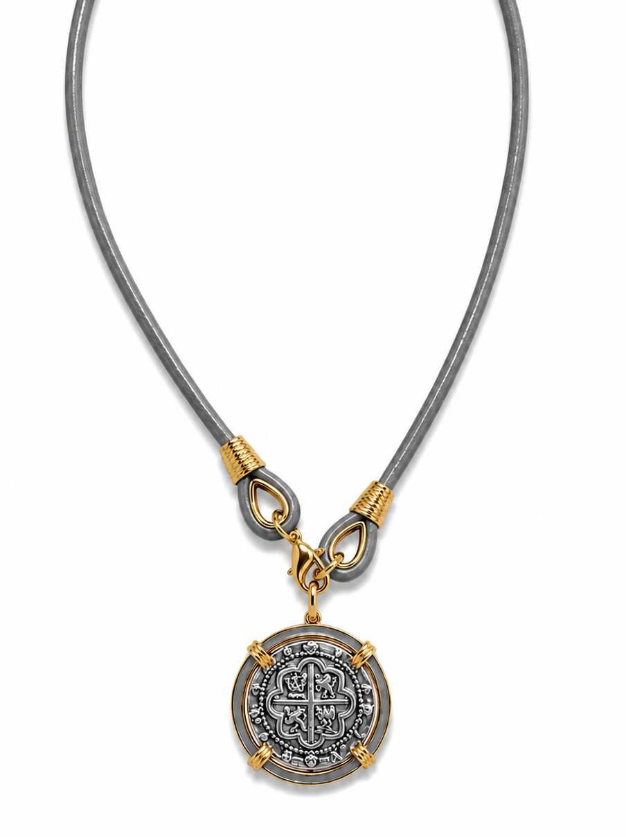 The Voyager Silver Coin Necklace in Gray erin gray