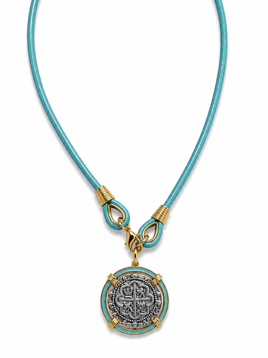 The Voyager Silver Coin Necklace in Light Blue erin gray