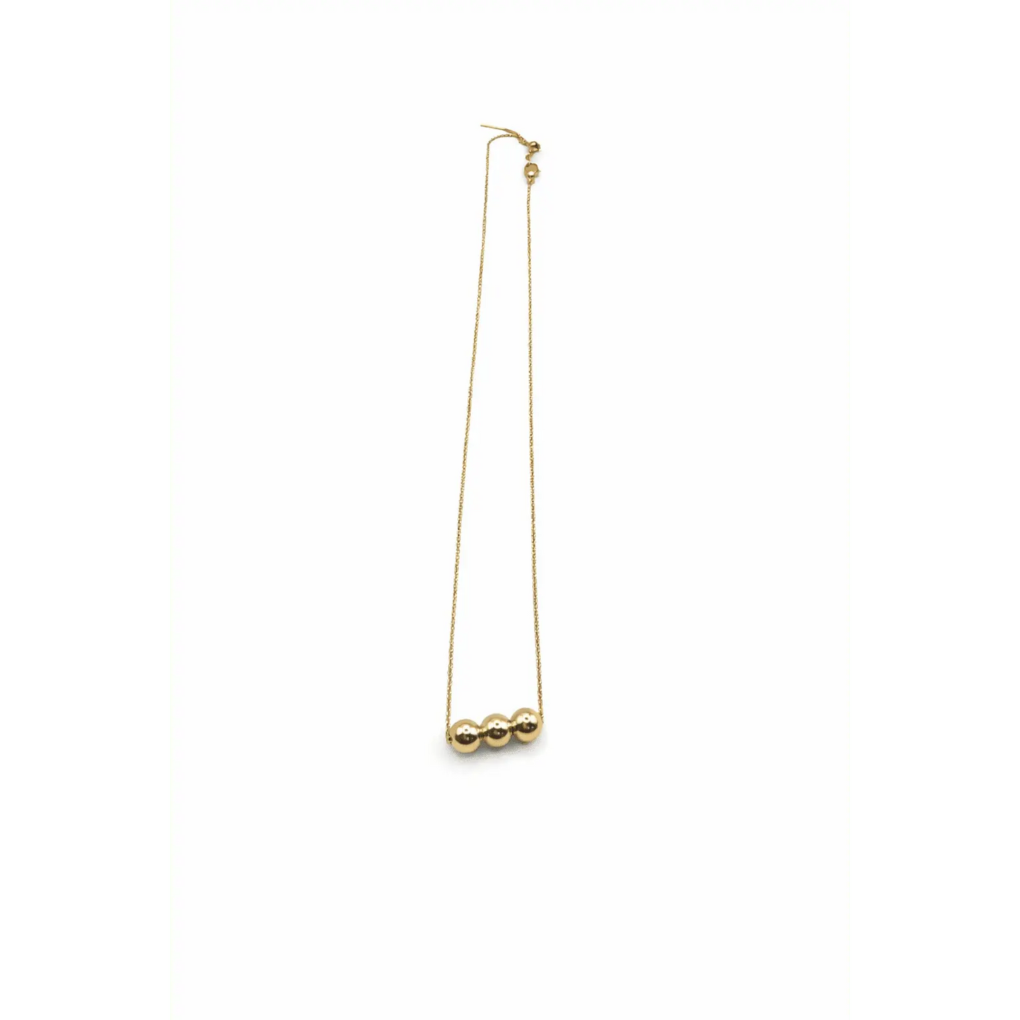 Gold-filled threader necklace with adjustable beads from erin gray, featuring a sleek, modern jewelry design.