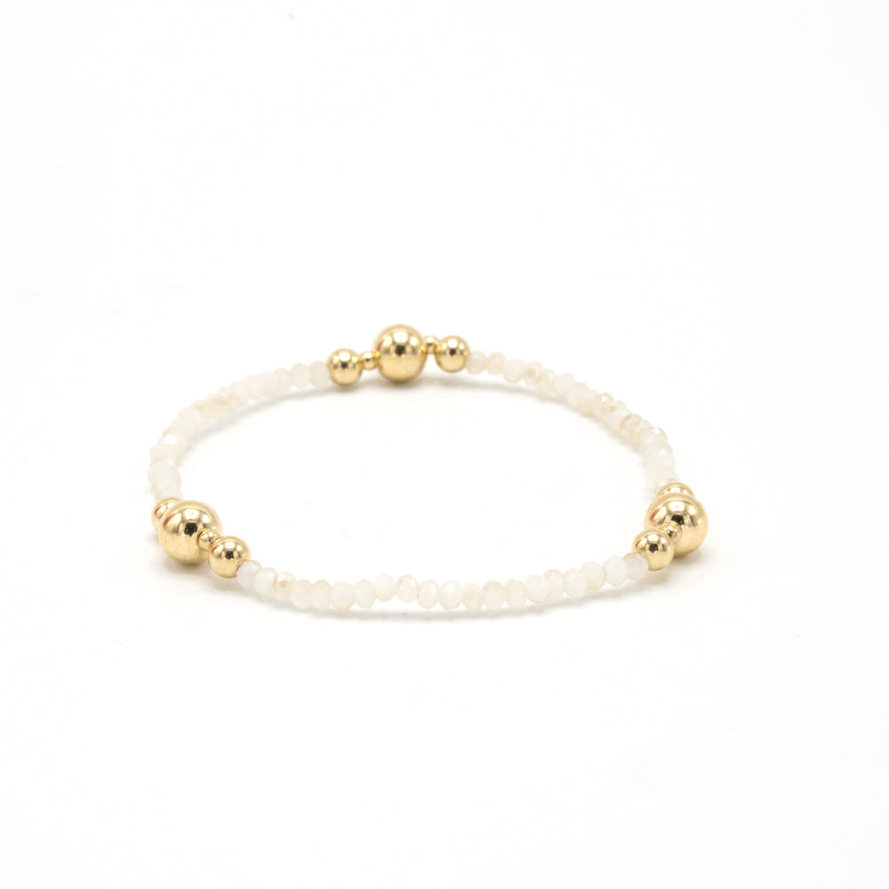 White and gold crystal beaded bracelet – Erin Gray