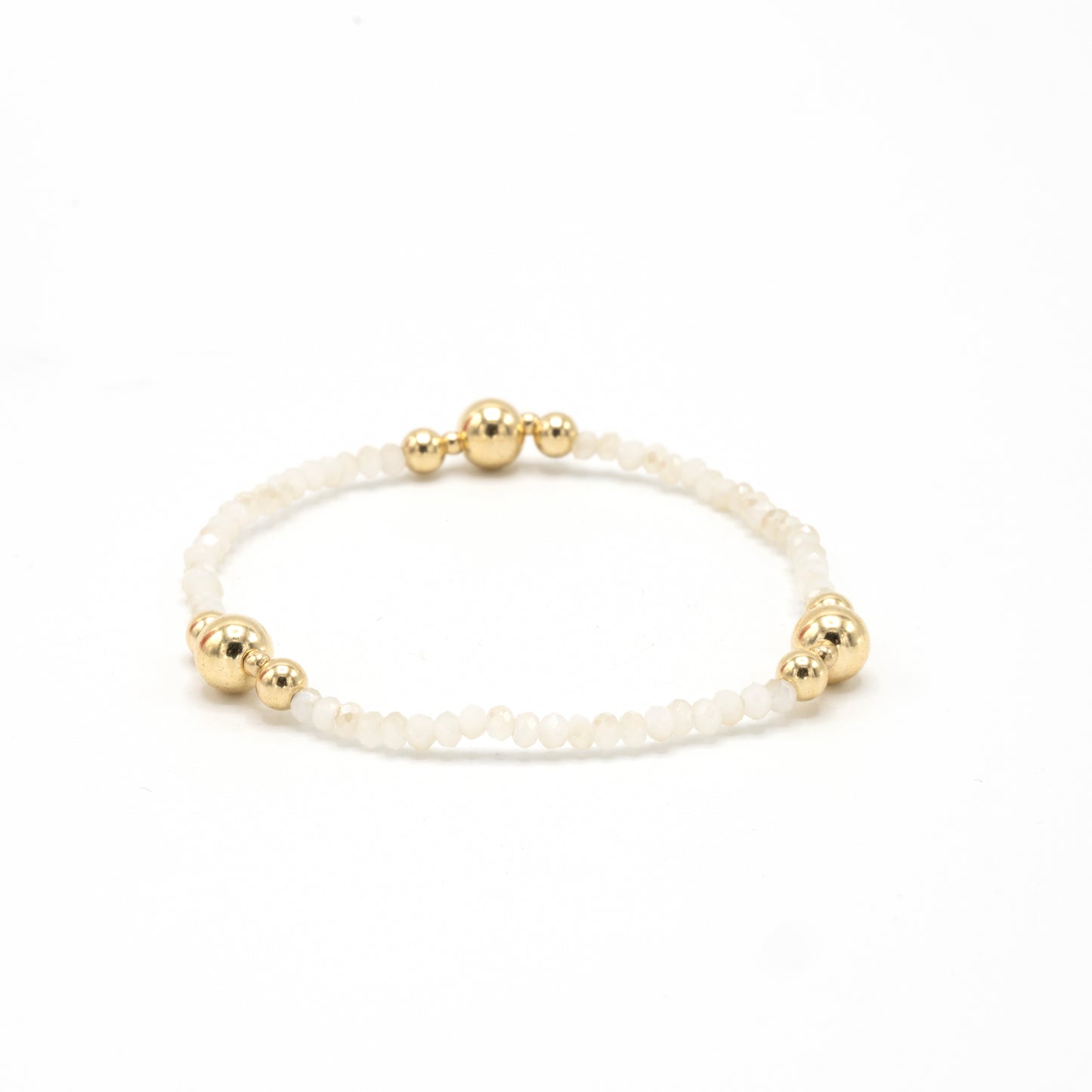 White and gold crystal beaded bracelet – Erin Gray