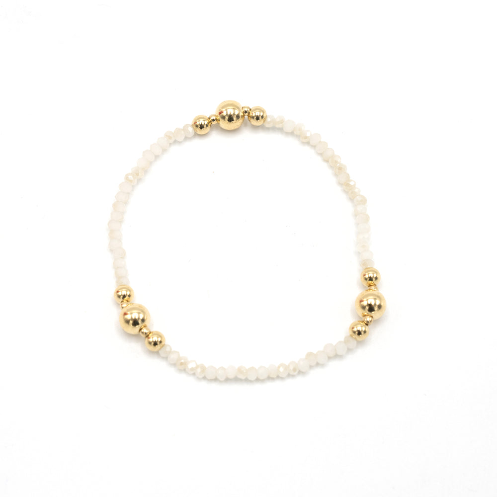 White and gold crystal beaded bracelet – Erin Gray