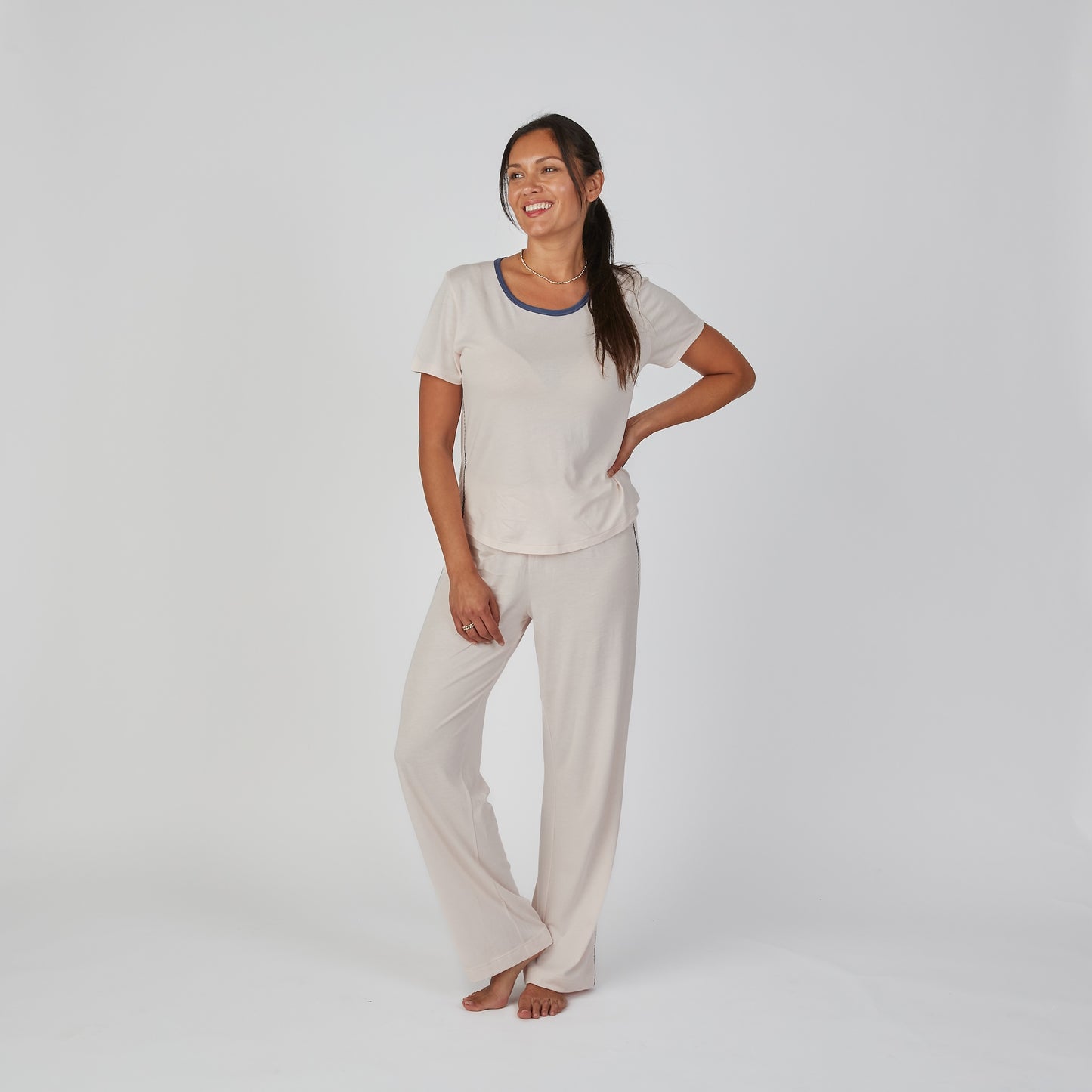 Perfect Cotton Modal Pajama Pants Set in Pink erin gray