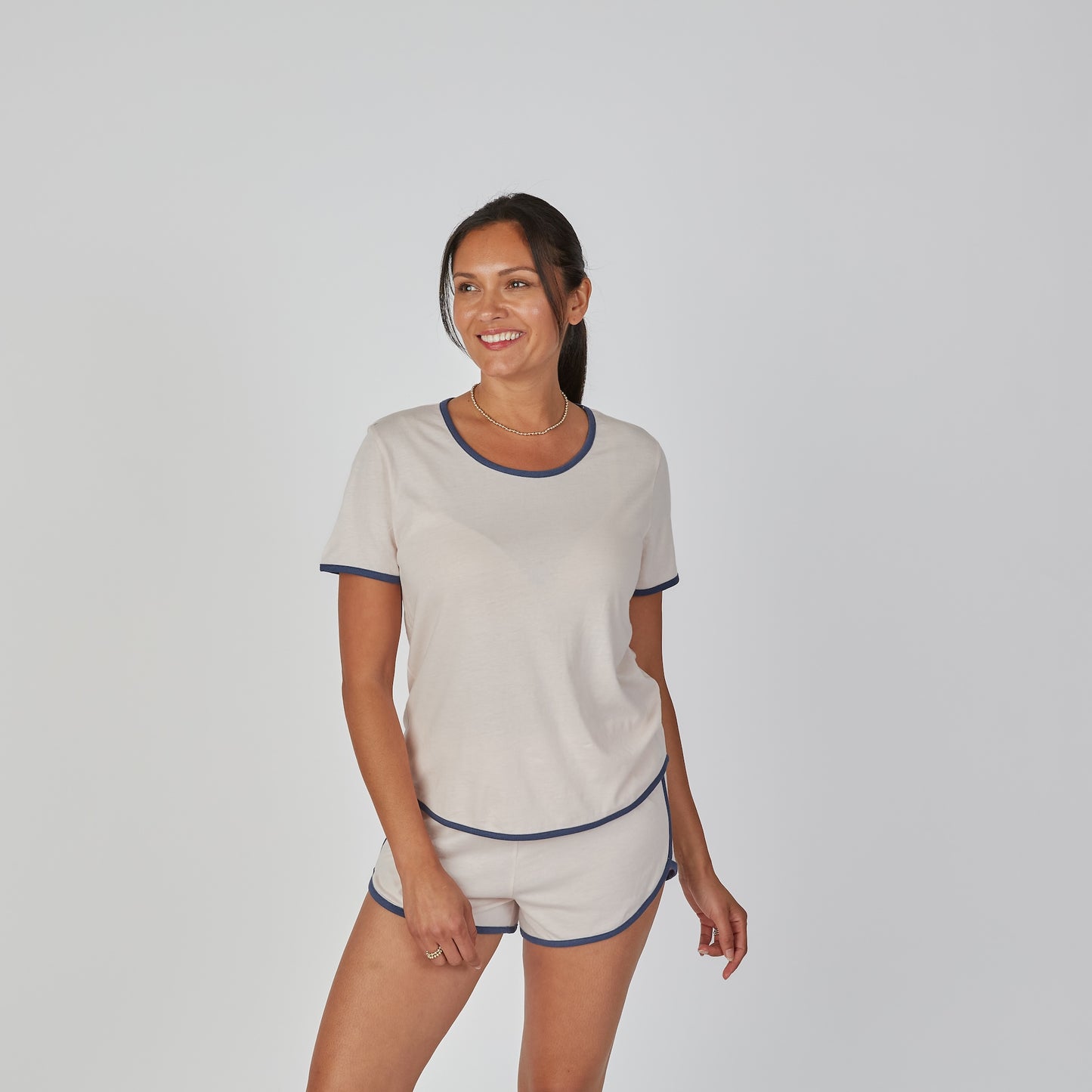Perfect Cotton Modal Pajama Shorts Set in Pink erin gray
