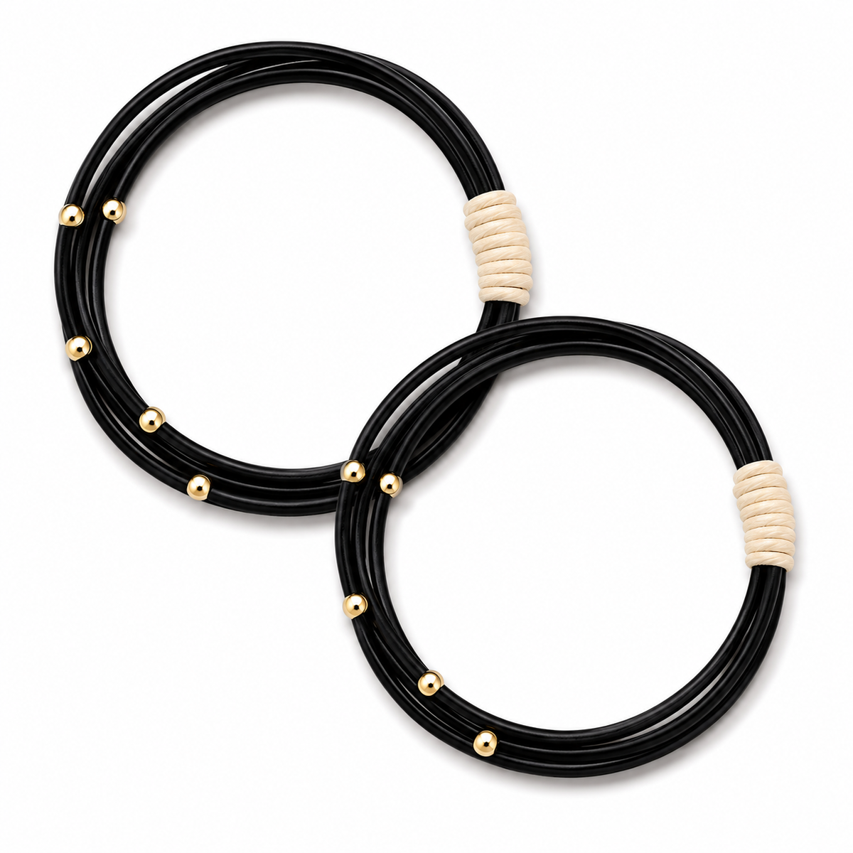 Waterpony Hair Tie Bracelet in Black with Beige erin gray