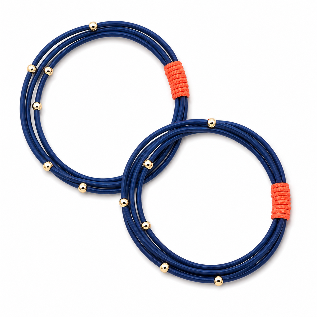 Waterpony Hair Tie Bracelet in Navy with Orange erin gray