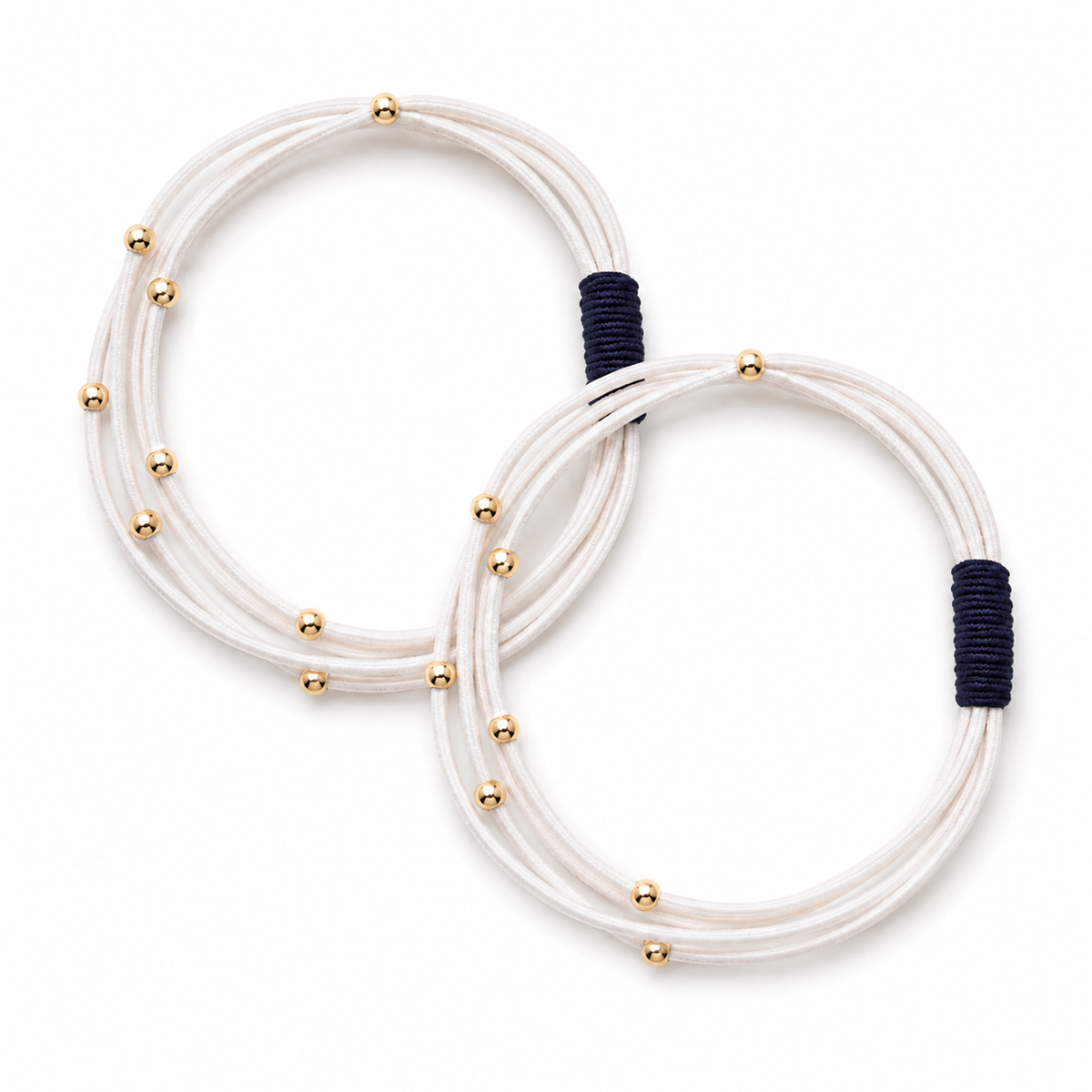 Waterpony Hair Tie Bracelet in White with Navy erin gray