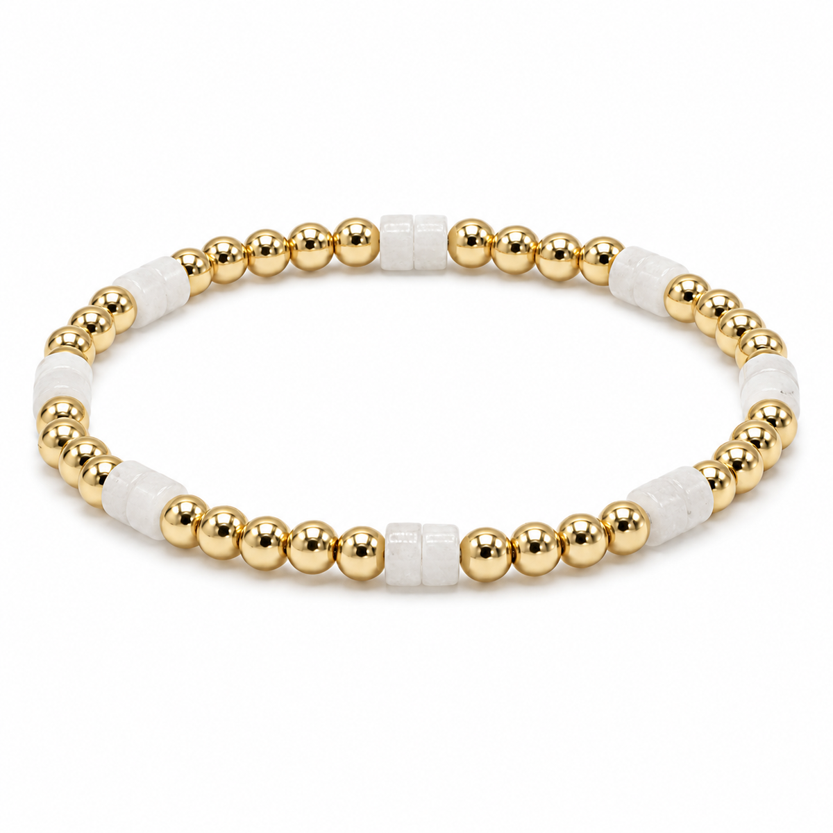 The Heishi White Stone & 14k Gold filled Waterproof Bracelet erin gray