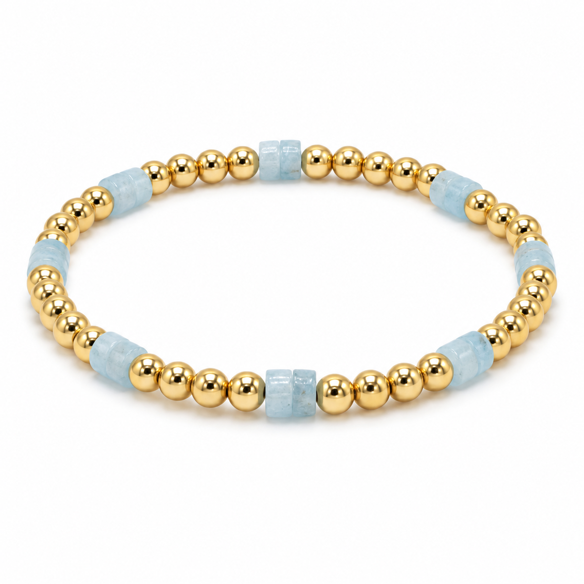 The Heishi Aquamarine & 14k Gold filled Waterproof Bracelet erin gray