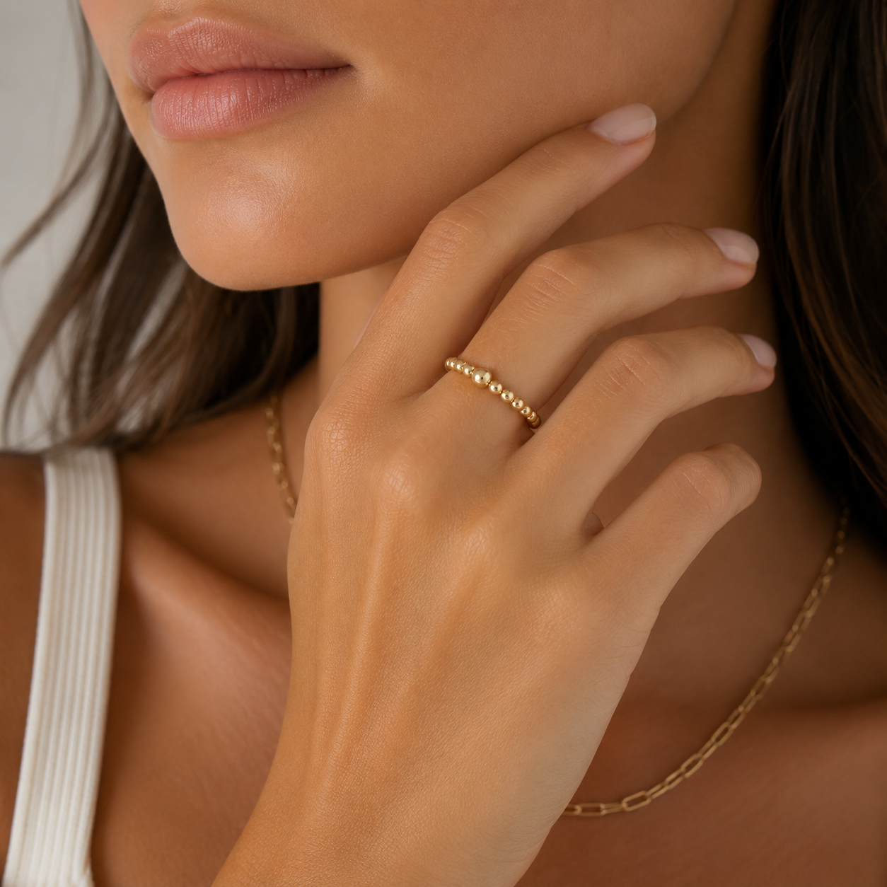 2mm Gold Filled Waterproof Stretch Ring erin gray