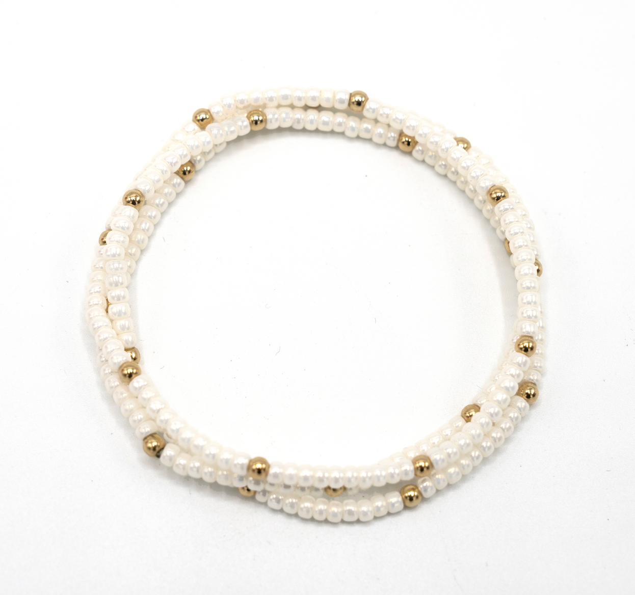 OG Classic Bracelet Stack in Pearl White + Gold Filled