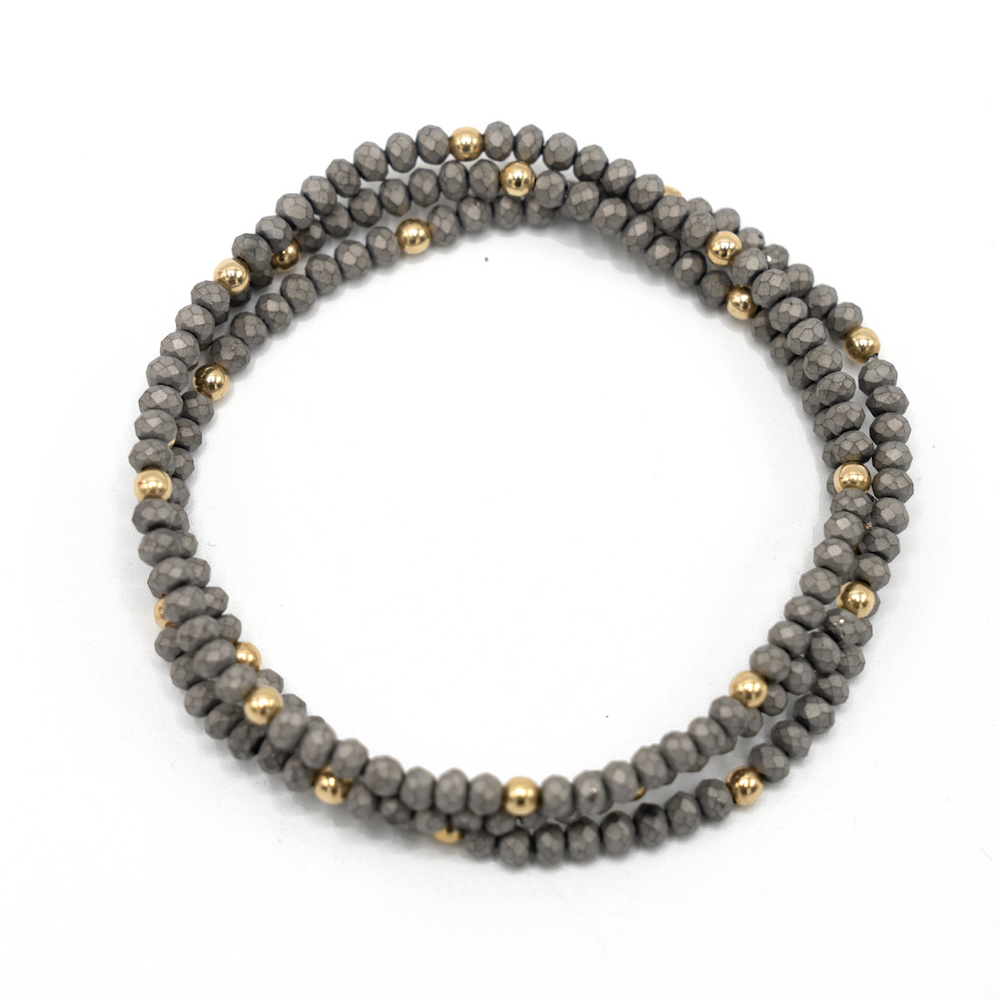 OG Classic Bracelet Stack in Matte Gray + Gold Filled