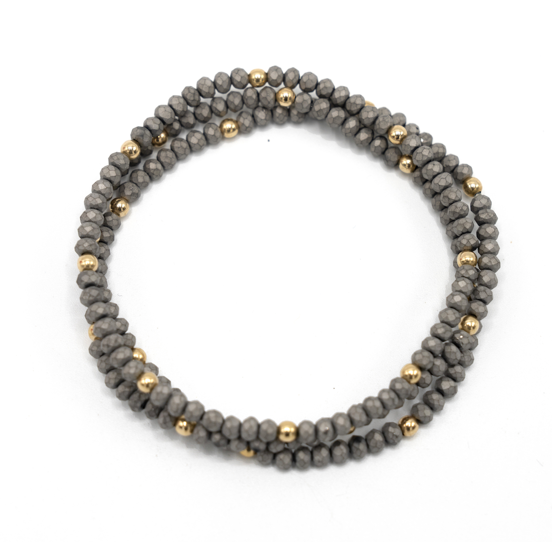 OG Classic Bracelet Stack in Matte Gray + Gold Filled