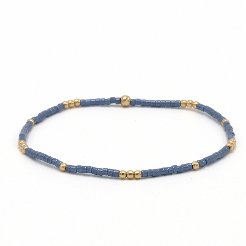 2mm Newport STEEL BLUE + Gold Filled Waterproof Bracelet