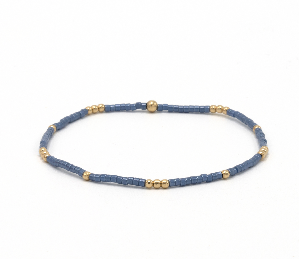 2mm Newport STEEL BLUE + Gold Filled Waterproof Bracelet