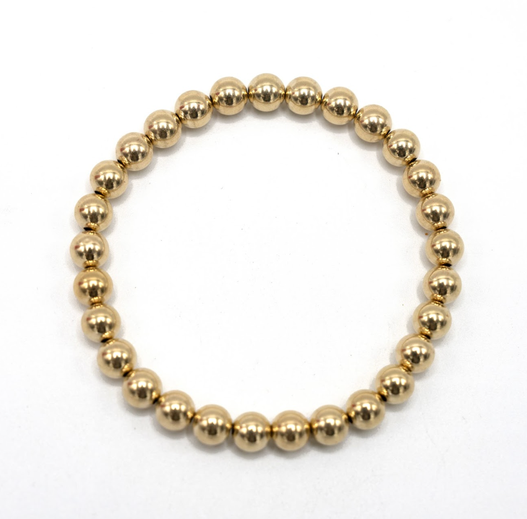 6mm Waterproof 14k Gold Filled Karma Bracelet 6.5"-7"