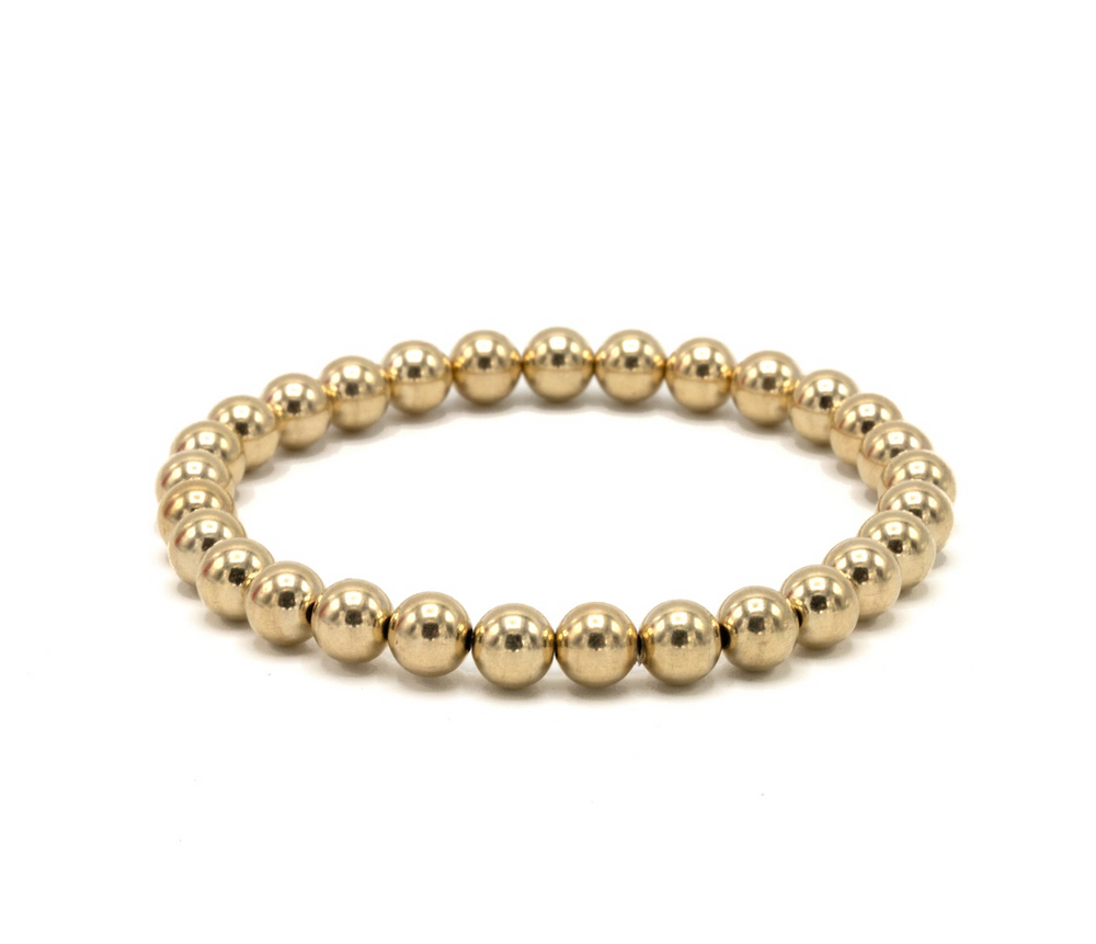 6mm Waterproof 14k Gold Filled Karma Bracelet 6.5"-7"