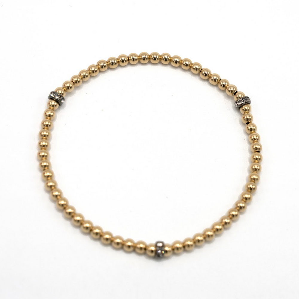 3mm Karma Glitter 14k Gold Filled Bead Bracelet