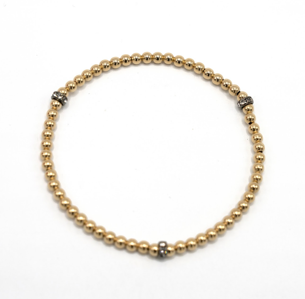 3mm Karma Glitter 14k Gold Filled Bead Bracelet