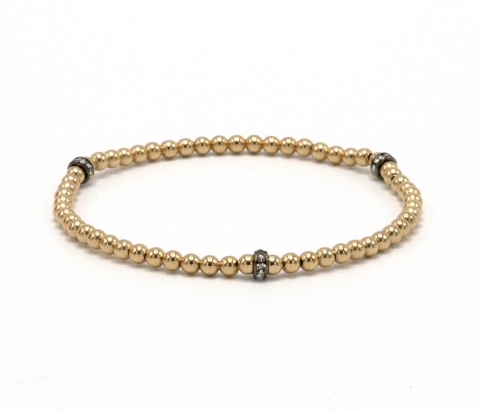 3mm Karma Glitter 14k Gold Filled Bead Bracelet