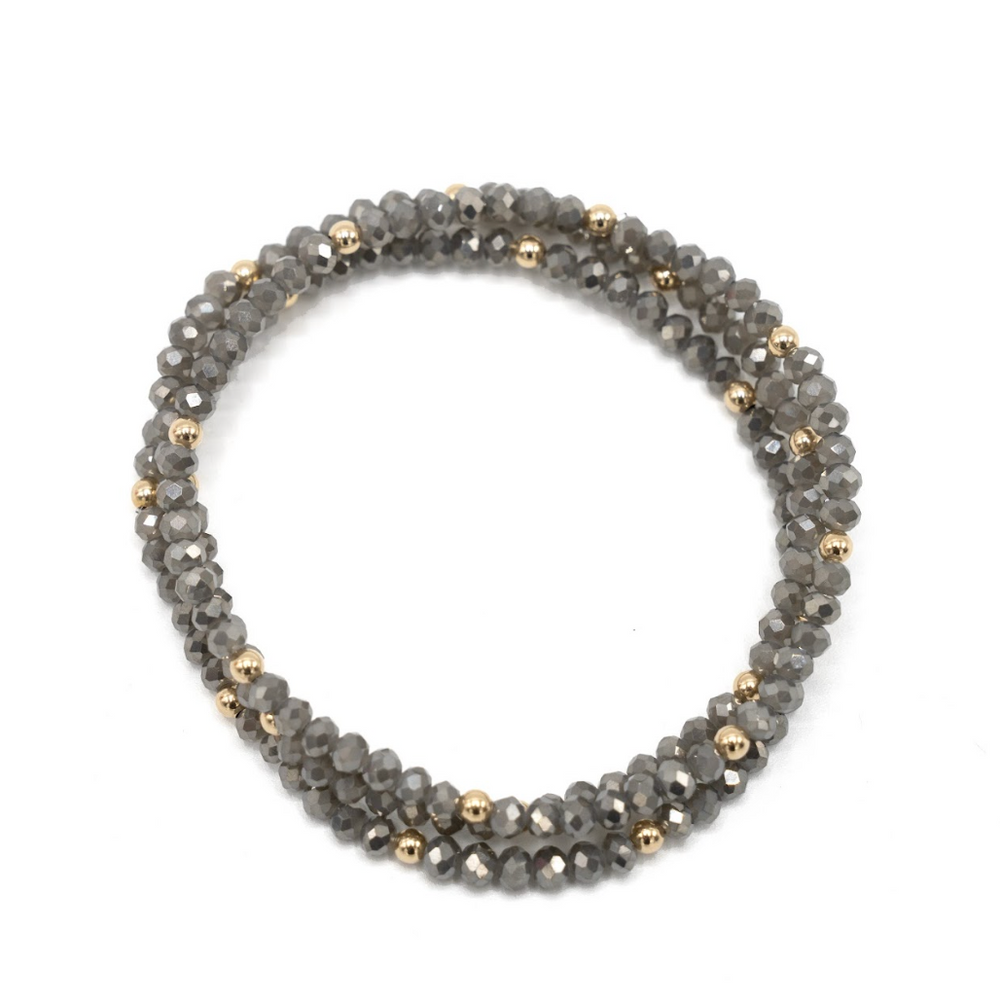 OG Shimmer Bracelet Stack in Light Gray + Gold Filled