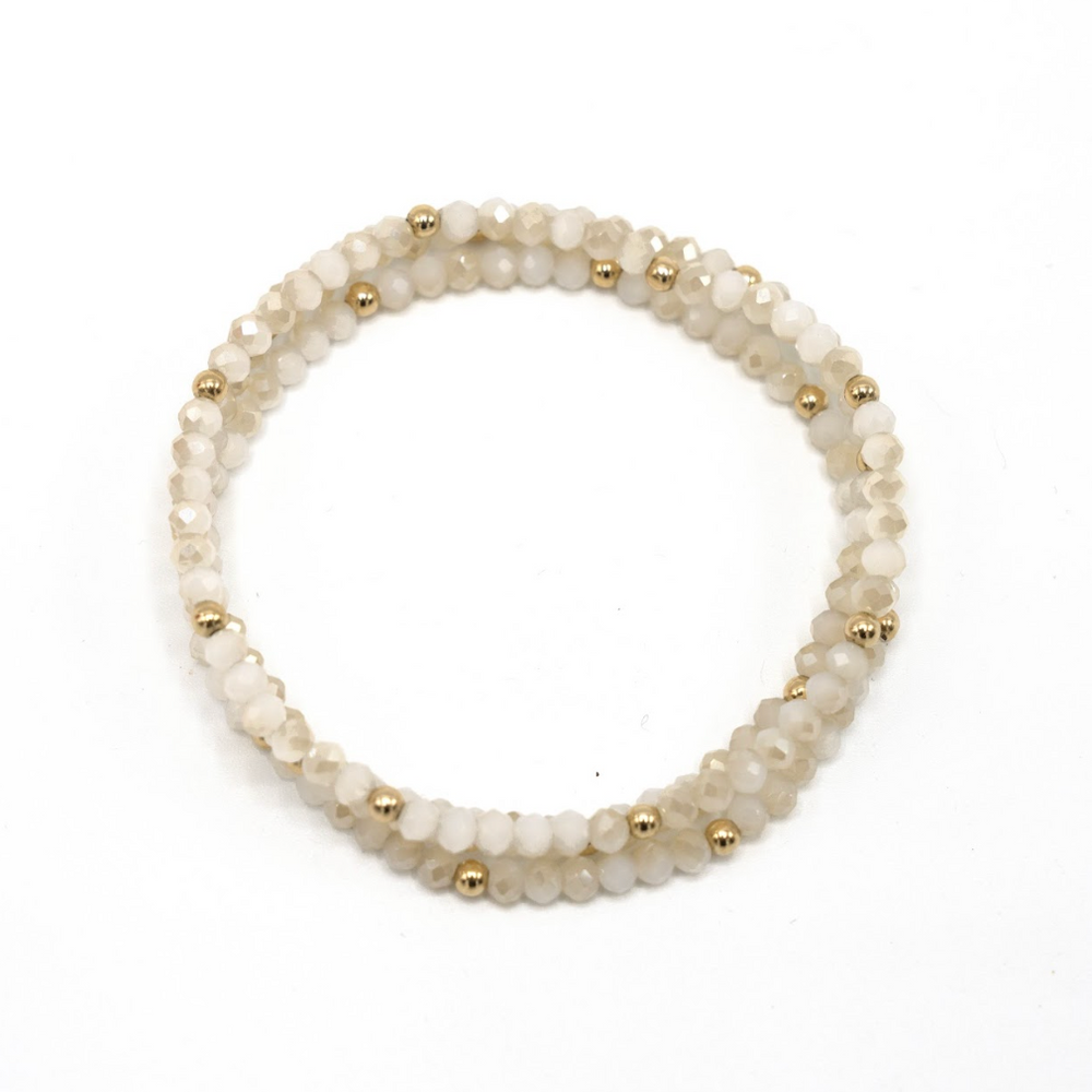 OG Shimmer Bracelet Stack in Winter White + Gold Filled