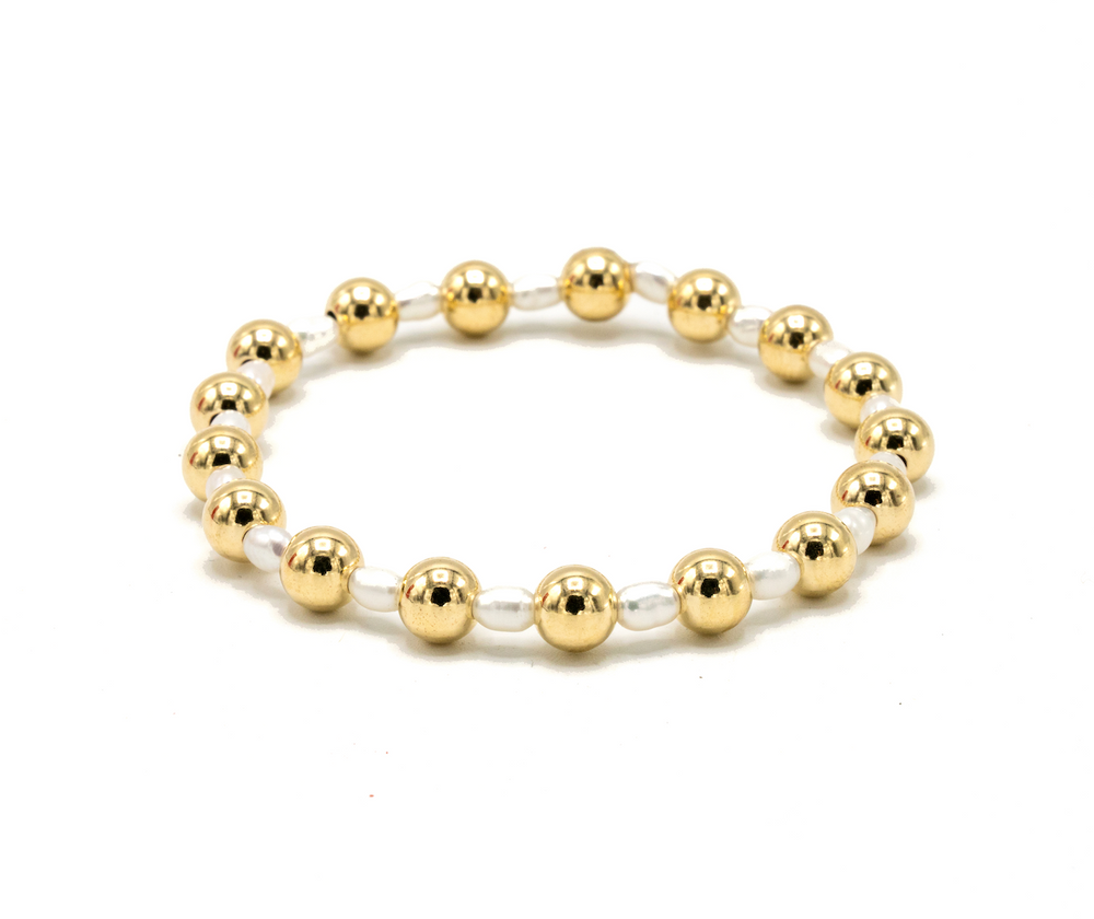 6mm Montauk 14k Gold and Pearl Waterproof Bracelet