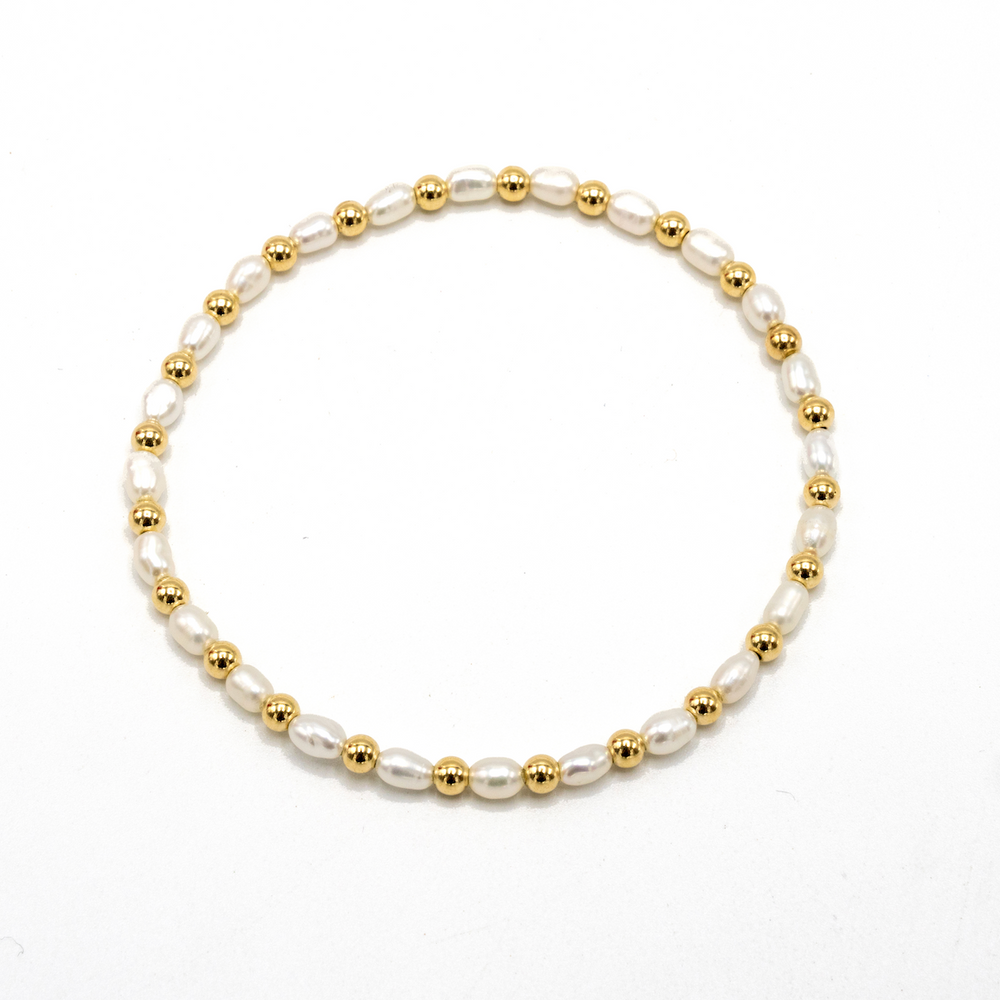 3mm Montauk 14k Gold and Pearl Waterproof Bracelet