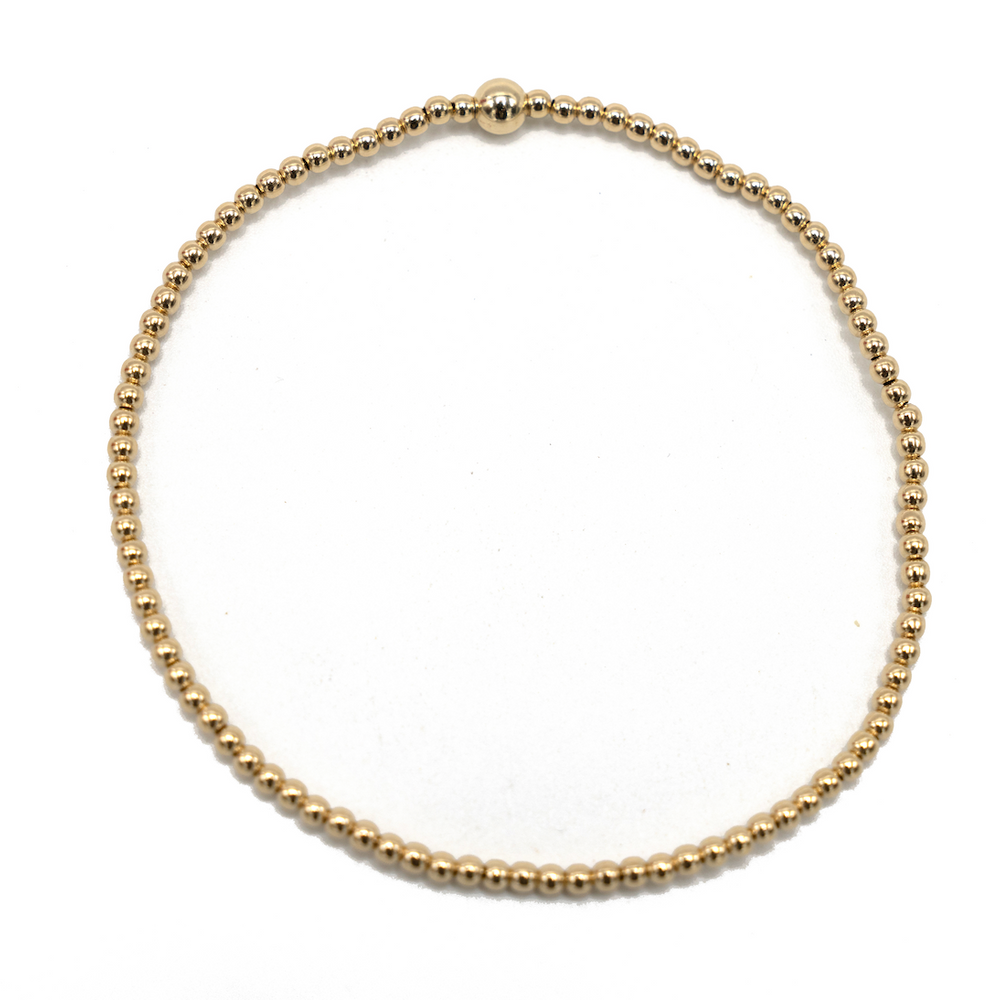 14k gold-filled waterproof Karma Bracelet 2mm with single 4mm bead - Erin Gray 