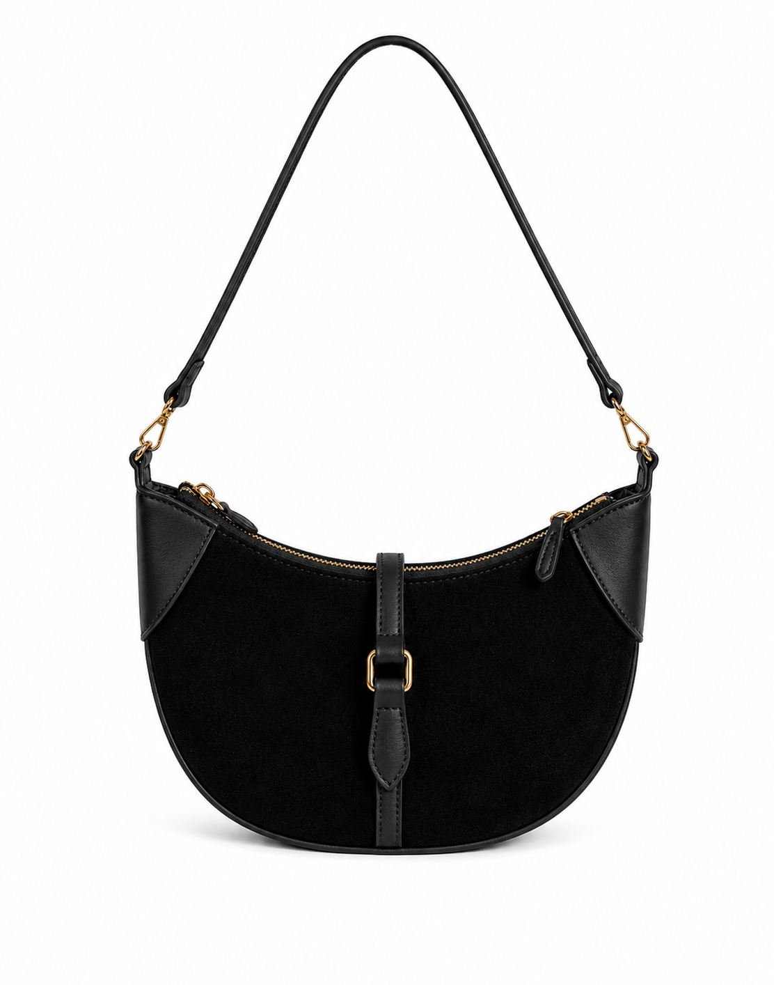 Chelsea Suede Shoulder Bag in Black erin gray