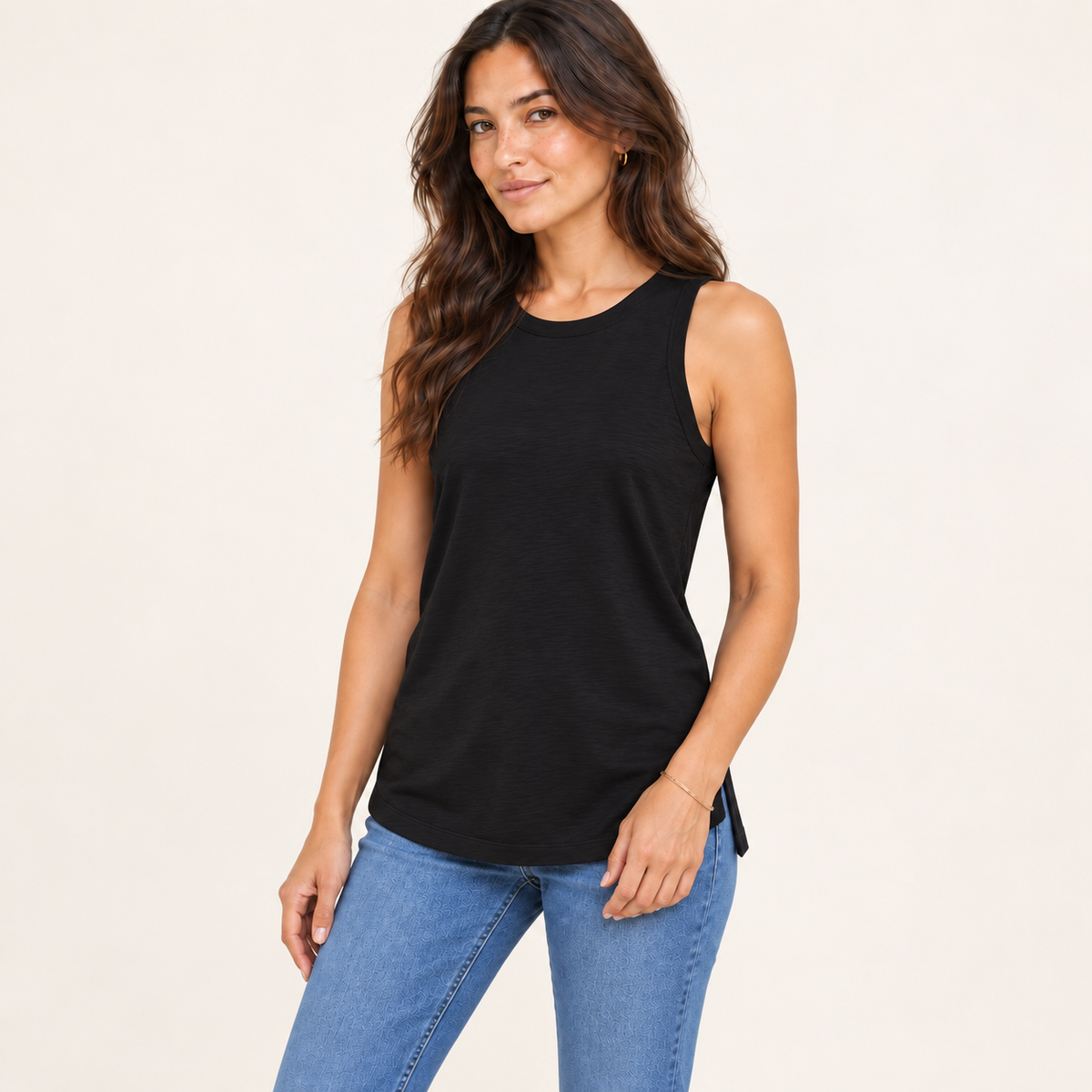 Essential Yoga Tank in Black erin gray