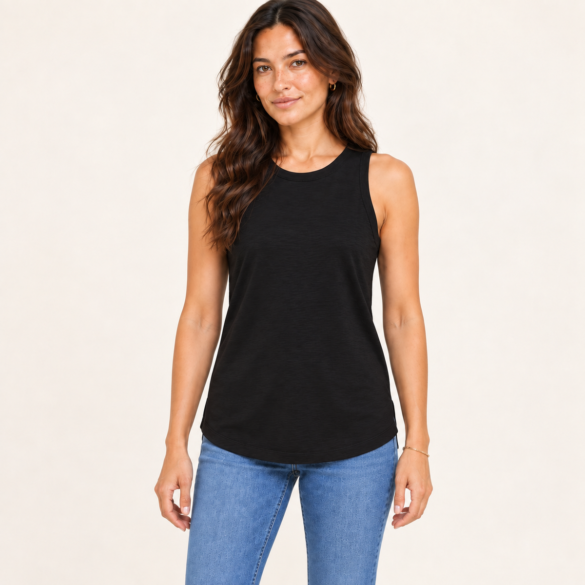 Essential Yoga Tank in Black erin gray