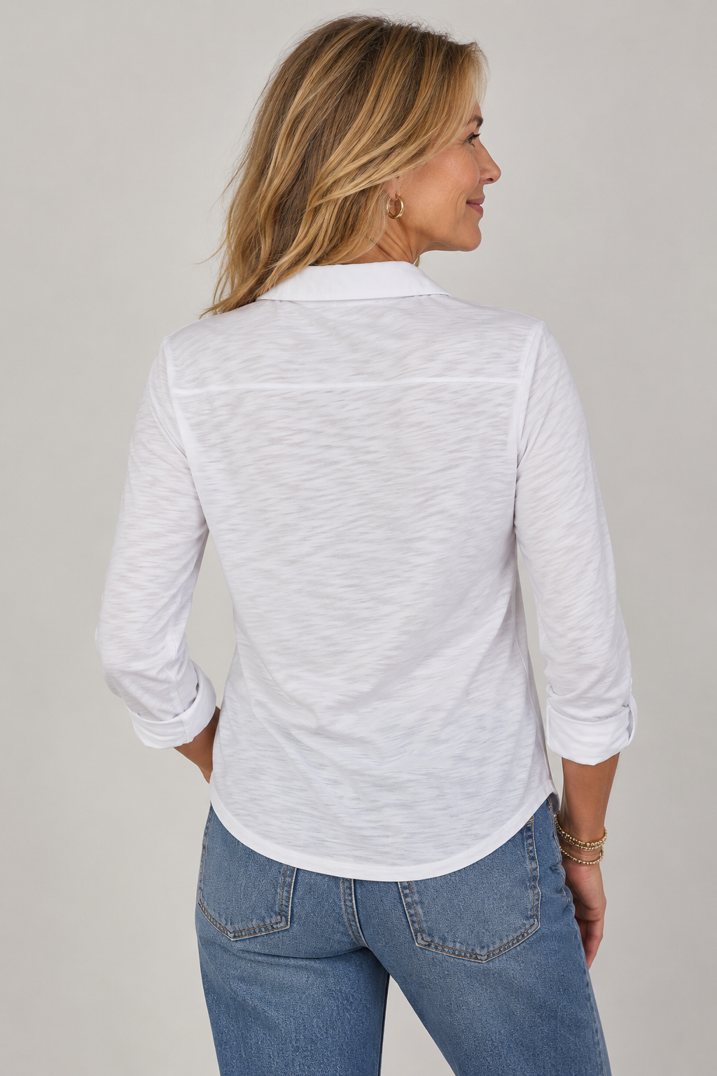 Alex Every Season Button Down Shirt in White erin gray