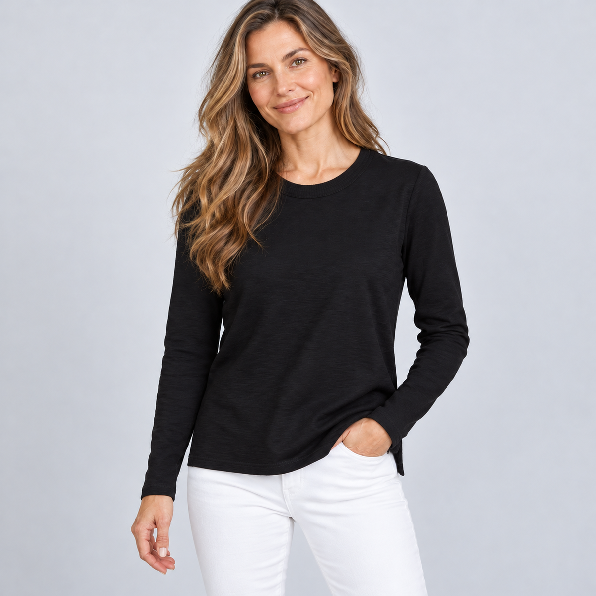 Country Club Tee in Black - Long Sleeve erin gray
