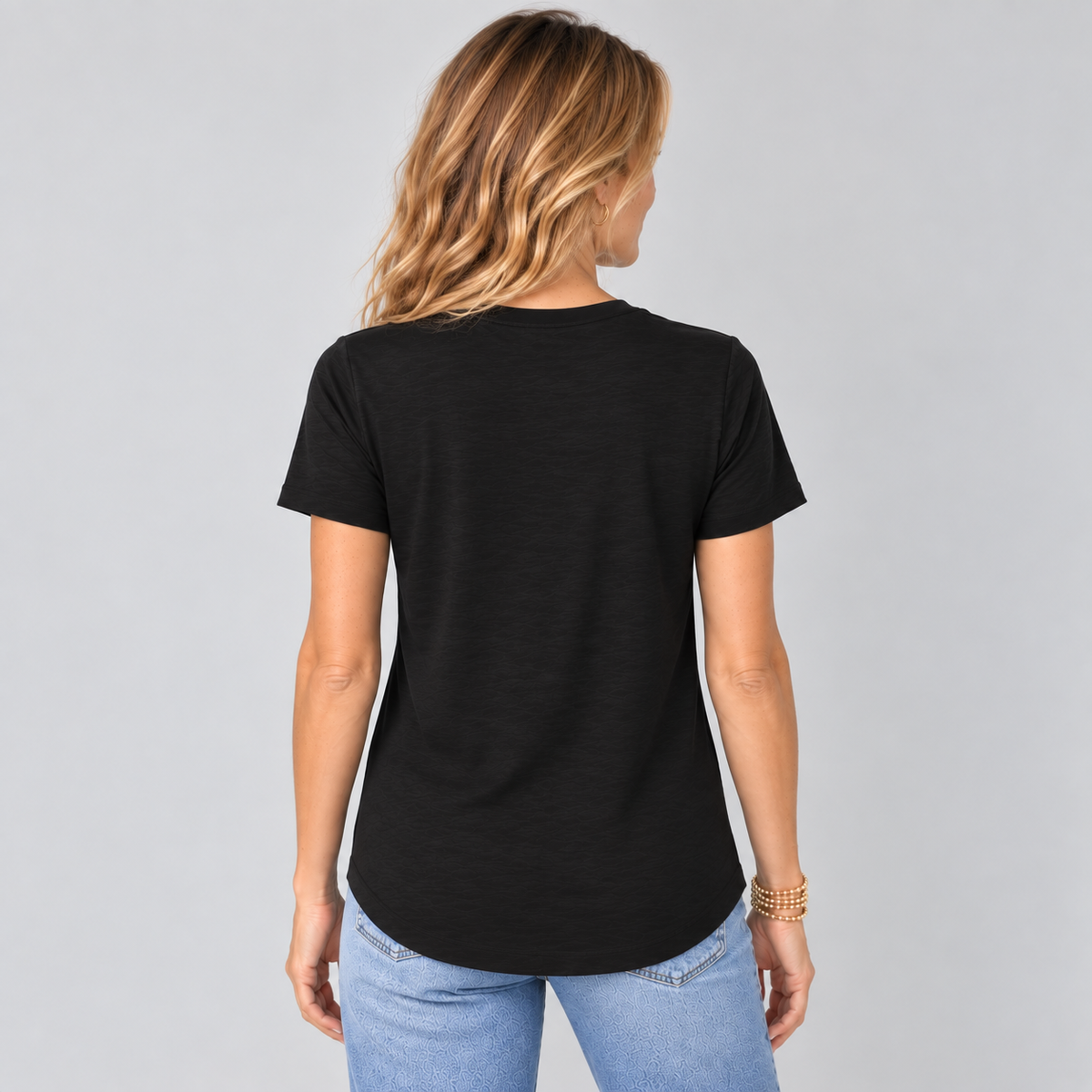Short Sleeve CYA Crew in Black Slub erin gray
