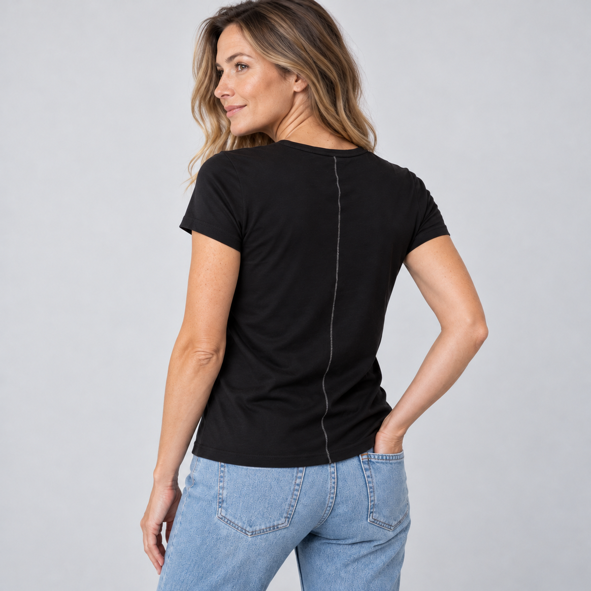 The Classic Tee in Black - Short Sleeve erin gray