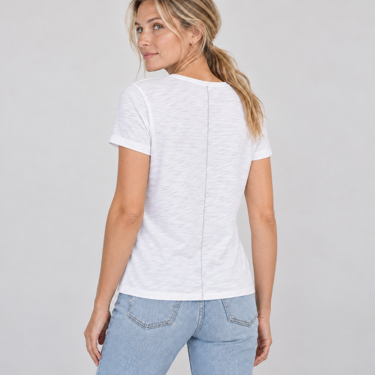 The Classic Tee in White - Short Sleeve erin gray